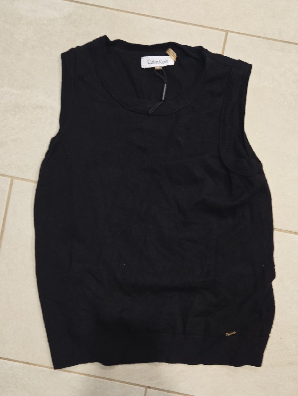 Calvin Klein Black Sleeveless Knit Shell